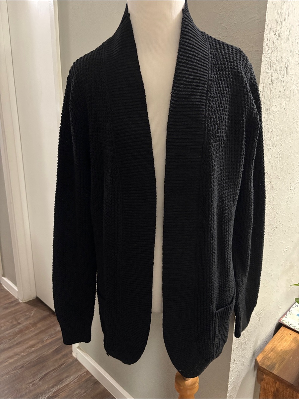 Black Open-Front Sweater Cardigan
